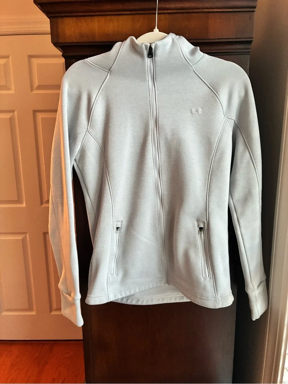 Under Armour ColdGear Full Zip Fleece Hoodie Jacket Light Gray Women’s Small